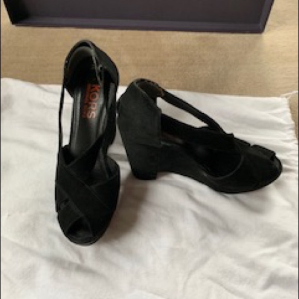 Michael Kors Peep Toe Suede Wedges